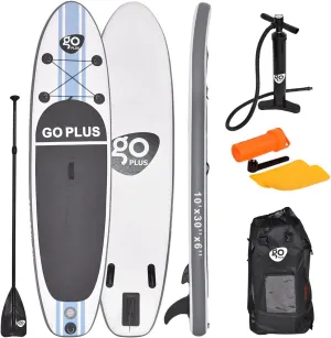 10 Inflatable Stand Up Paddle Board, 6 Thick with SUP Accessories, Included with Adjustable Paddle, Repair Kit, Pump, Backpack and Fins, Wide Stance for All Skill Levels, Non-Slip Surfboard