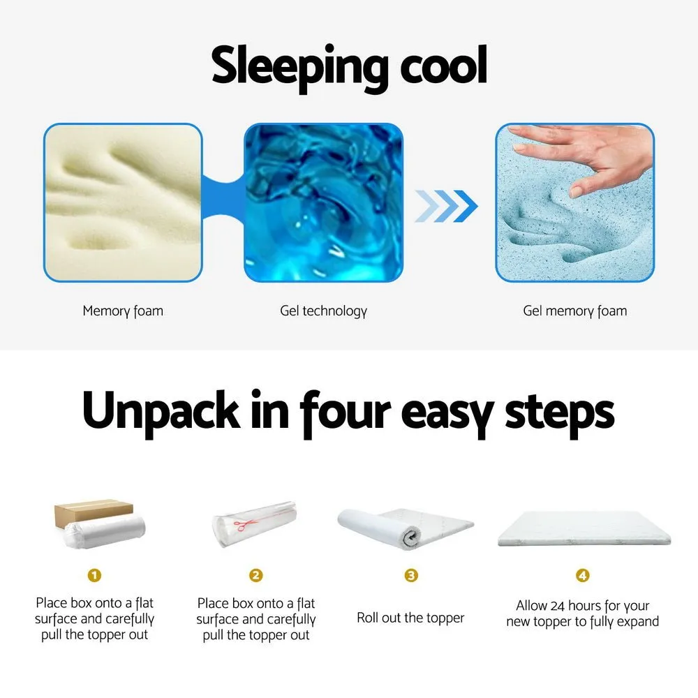 10cm Thick Deluxe Memory Foam Mattress Topper Cool Gel - Single