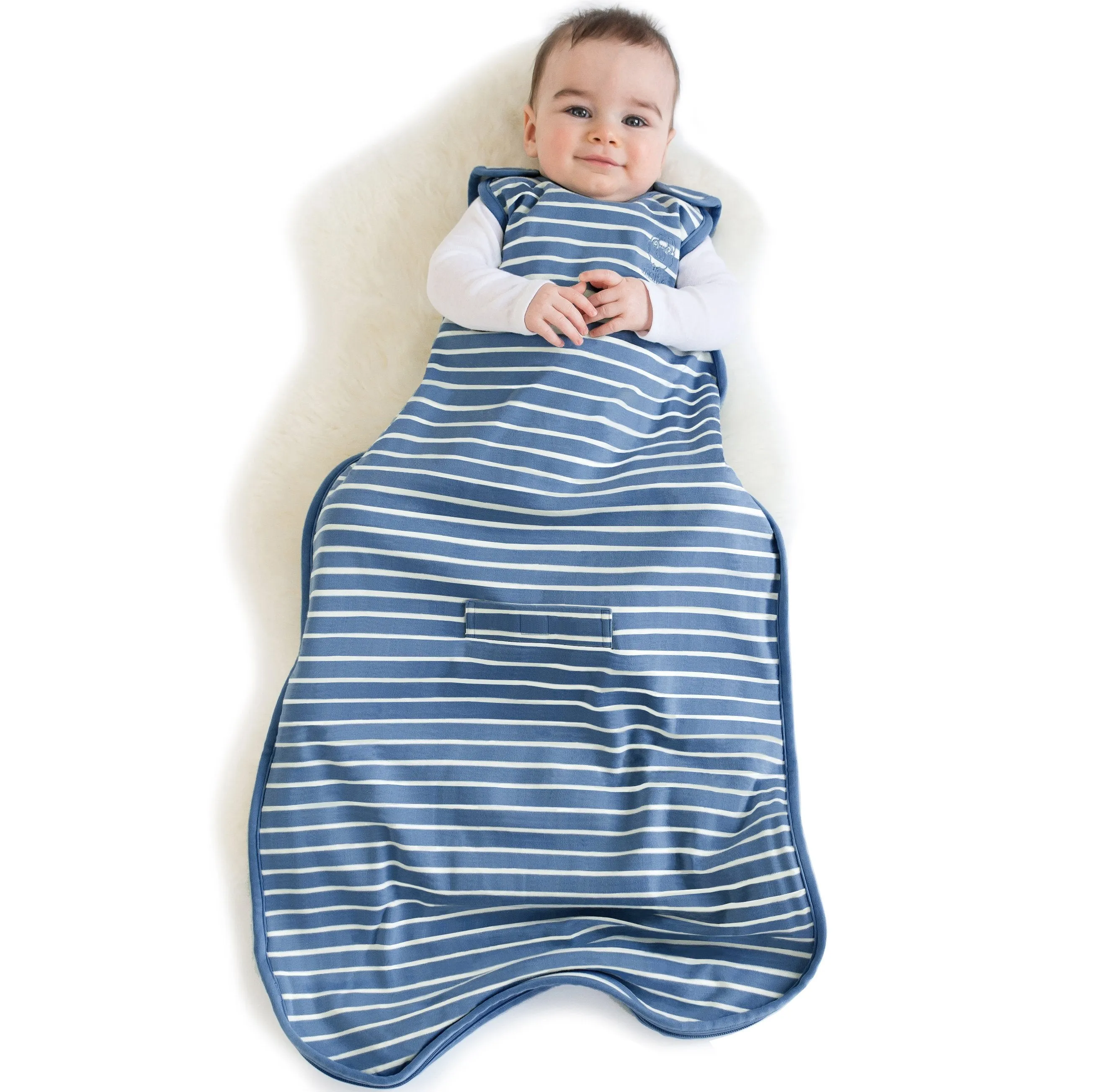 4 Season Ultimate Baby Sleep Bag, Merino Wool & Organic Cotton, 2 Months - 2 Years, Navy Blue