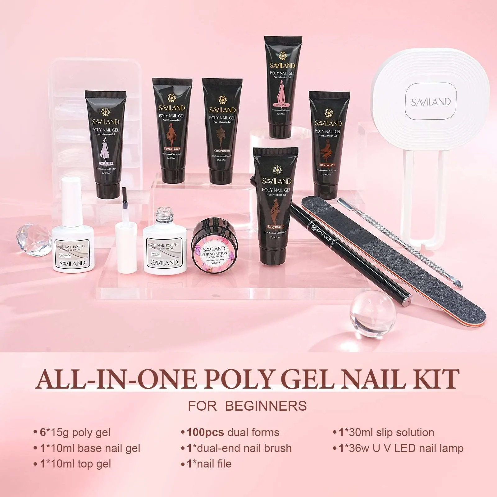 All-In-One Poly Nail Gel With Lamp Nail Kit for Beginners