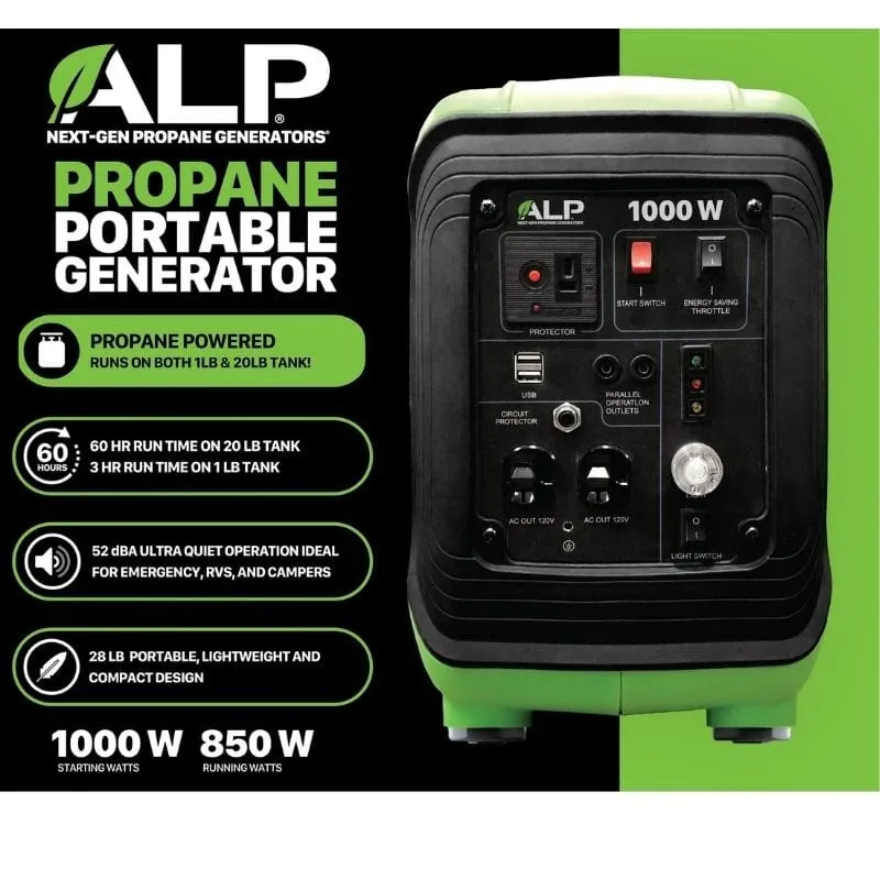 ALP 1000W Propane Portable Generator with Conversion Hose ALPG-GB-HCombo