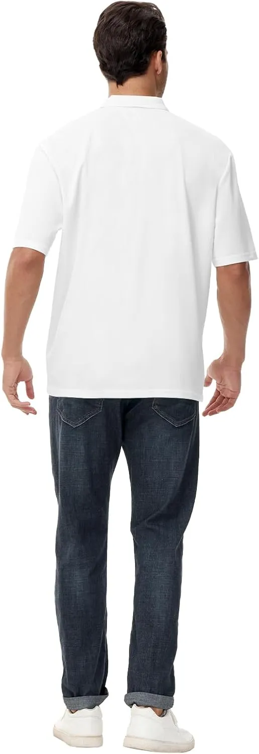 AOBUTE Mens Patriotic Polo July 4th Golf Shirts American Flag Activewear Tops