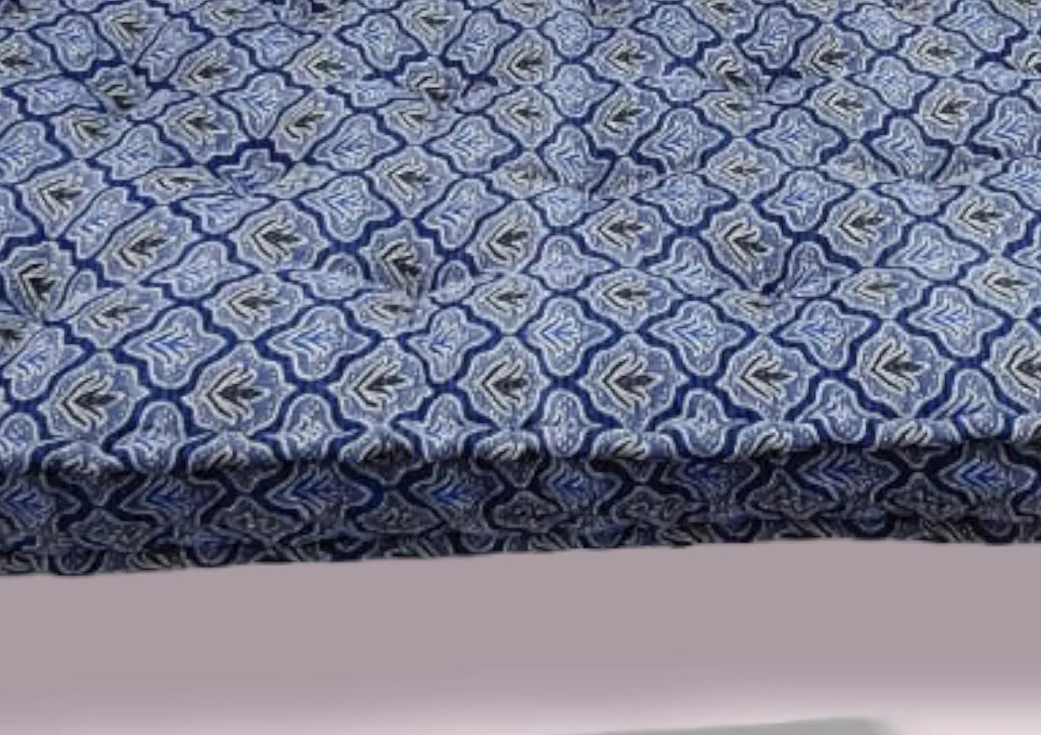 ATOOTFUSION Thick 5-Inch Cotton Box Mattress | Gadda Medium Firm Soft Cotton Mattress | Box Rectangle Type Single Bed Mattress (3X6 ft,with one Fiber Pillow) Blue Embroidery Design