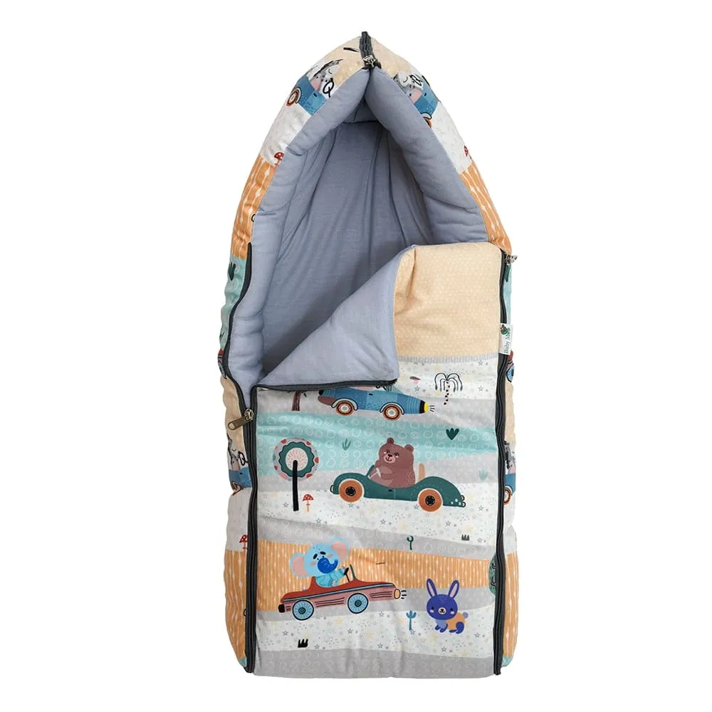Baby Moo Bear in Car Premium Carry Nest Velvet With Hosiery Lining Sleeping Bag - Yellow