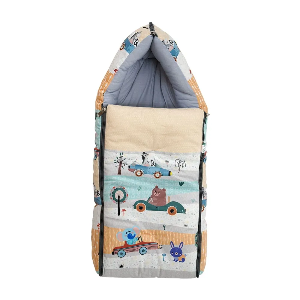 Baby Moo Bear in Car Premium Carry Nest Velvet With Hosiery Lining Sleeping Bag - Yellow