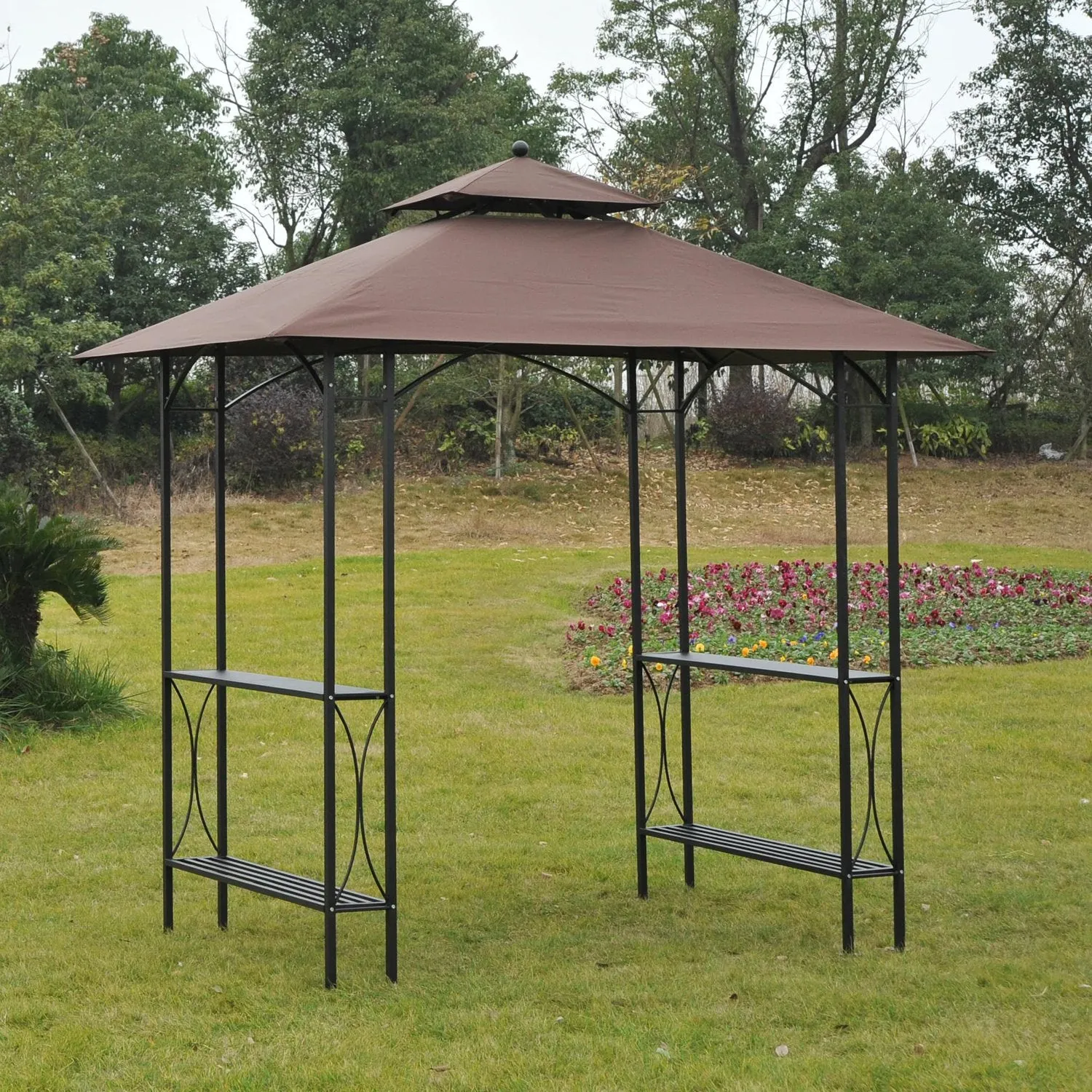 BBQ Tent 250L× 150W × 255H cm-Black/Coffee