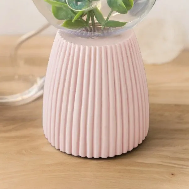 Blush Faux Ribbed Terrarium Dome Light