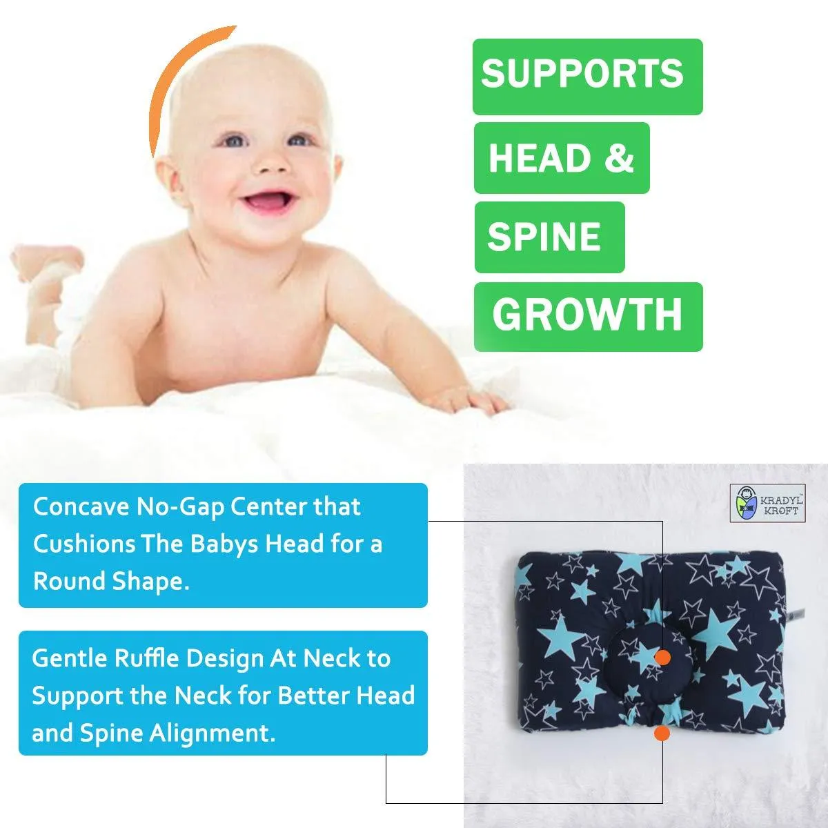 Born Star Navy New Born Pillow | Baby Pillow