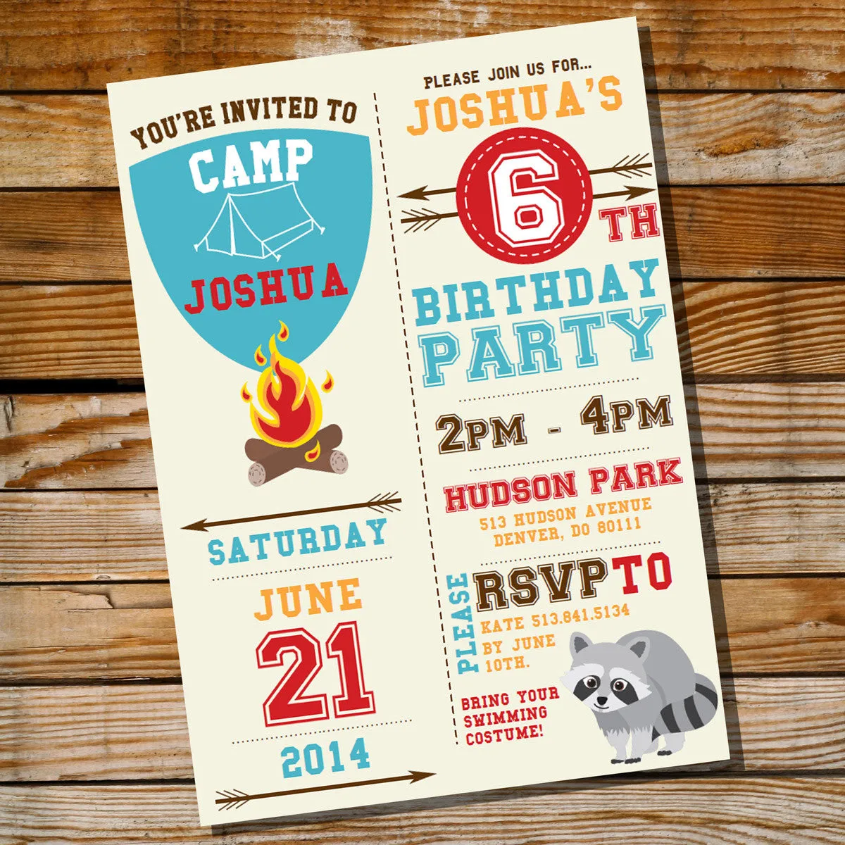 Camping Party Invitation for a Boy