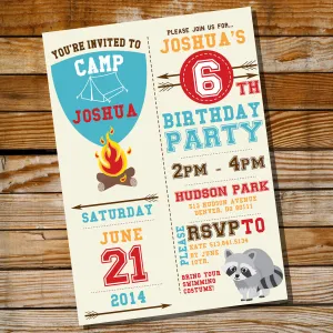 Camping Party Invitation for a Boy