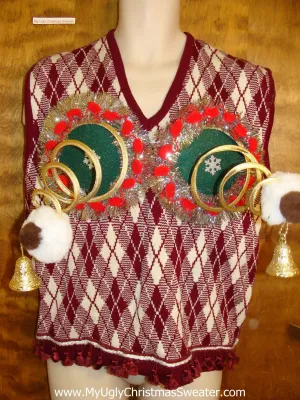 Diamond Grid Mens Ugly Christmas Naughty Sweater Vest
