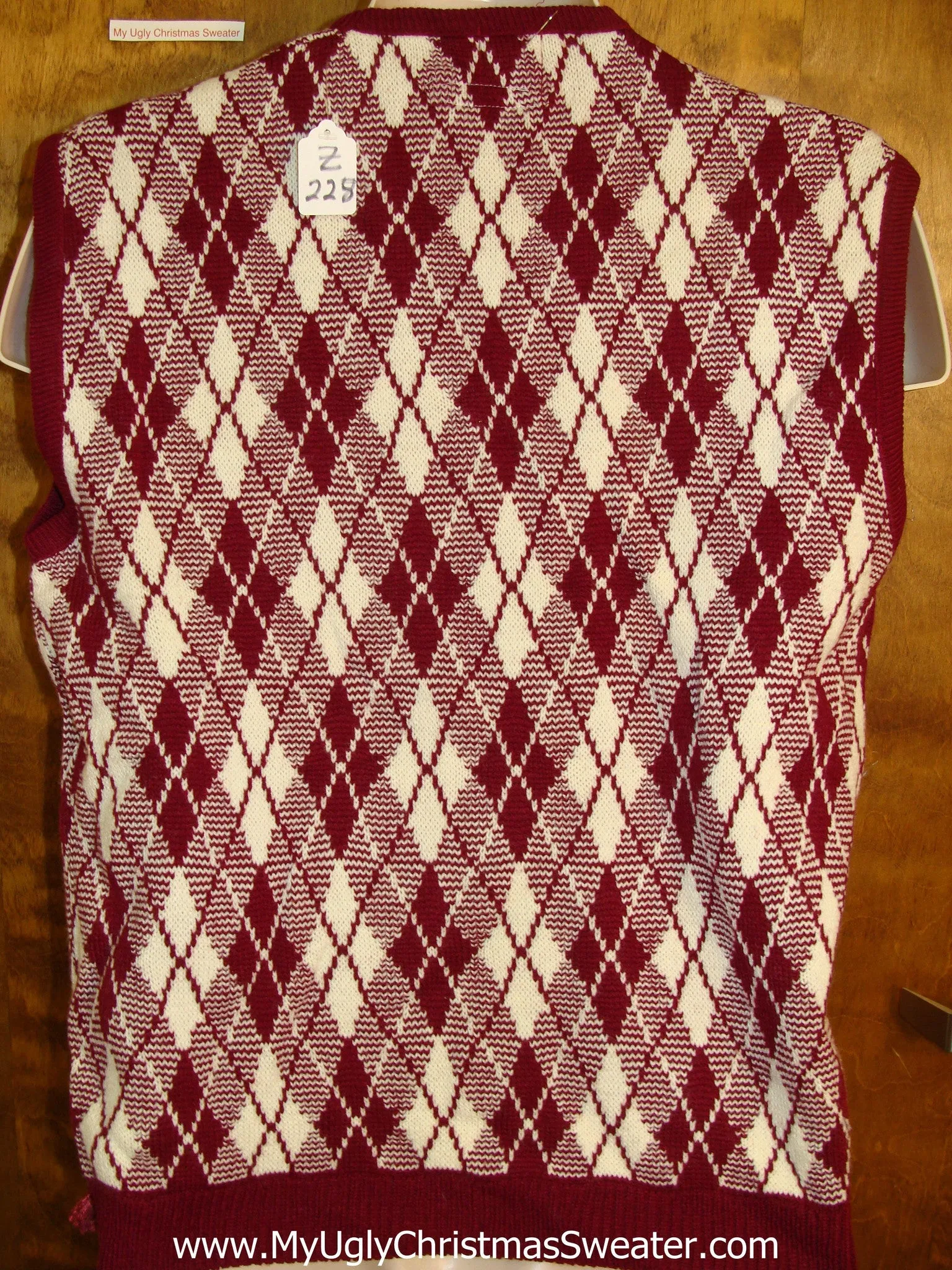 Diamond Grid Mens Ugly Christmas Naughty Sweater Vest
