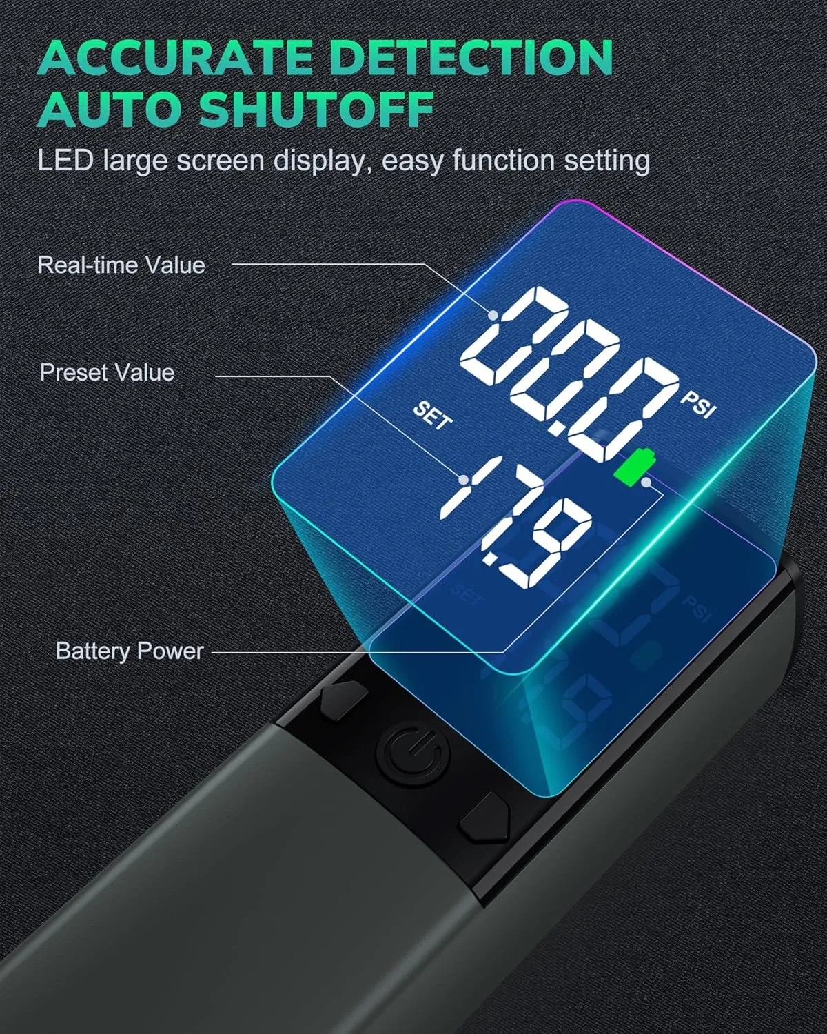 Electric Ball Pump - Portable Air Pump with LED Light, Precise Pressure Gauge and Digital LCD Display for Basketball, Soccer Ball, Volleyball, Football, Fast Inflation of Sports Ball (Max 18 PSI)