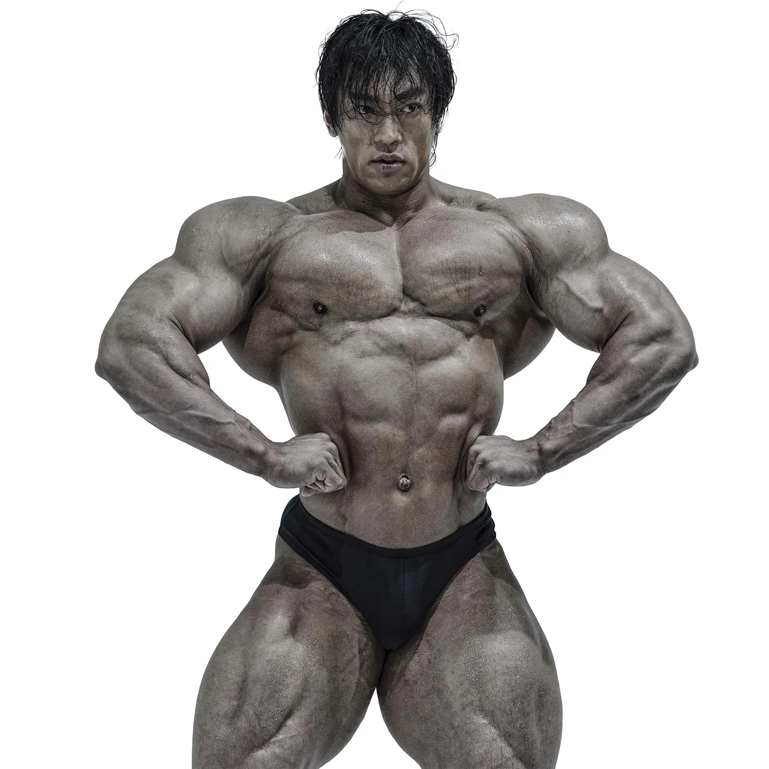 FIED Classic Physique Posing Trunks HIGH ver. bodybuilding contest stage shorts black (HIGH, 30" XL)