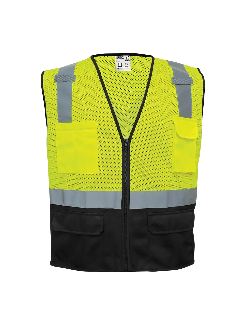 FrogWear® HV High-Visibility Polyester Solid Black Bottom Safety Vest - GLO-019