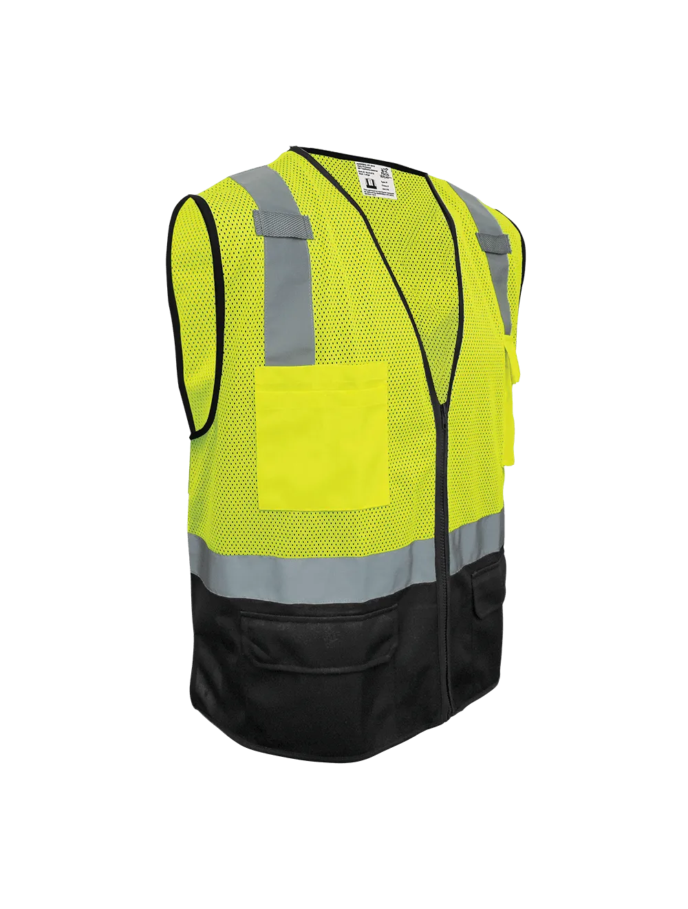 FrogWear® HV High-Visibility Polyester Solid Black Bottom Safety Vest - GLO-019