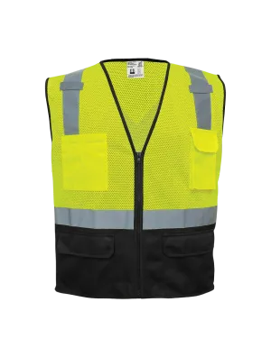 FrogWear® HV High-Visibility Polyester Solid Black Bottom Safety Vest - GLO-019
