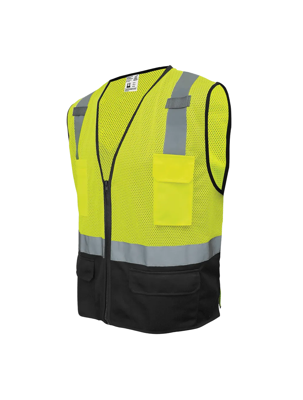 FrogWear® HV High-Visibility Polyester Solid Black Bottom Safety Vest - GLO-019