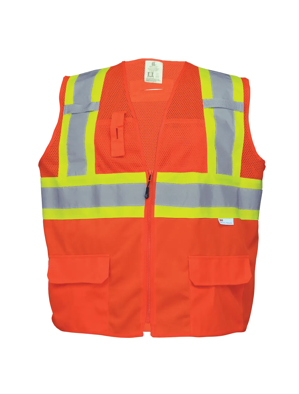 FrogWear® HV Solid and Mesh Polyester High-Visibility Orange Surveyors Safety Vest - GLO-0047