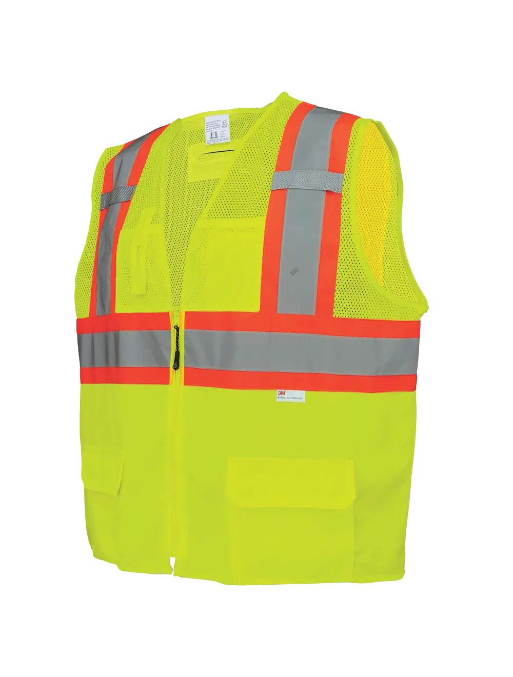 FrogWear® HV Solid and Mesh Polyester High-Visibility Surveyors Safety Vest - GLO-0037