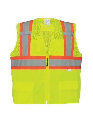 FrogWear® HV Solid and Mesh Polyester High-Visibility Surveyors Safety Vest - GLO-0037