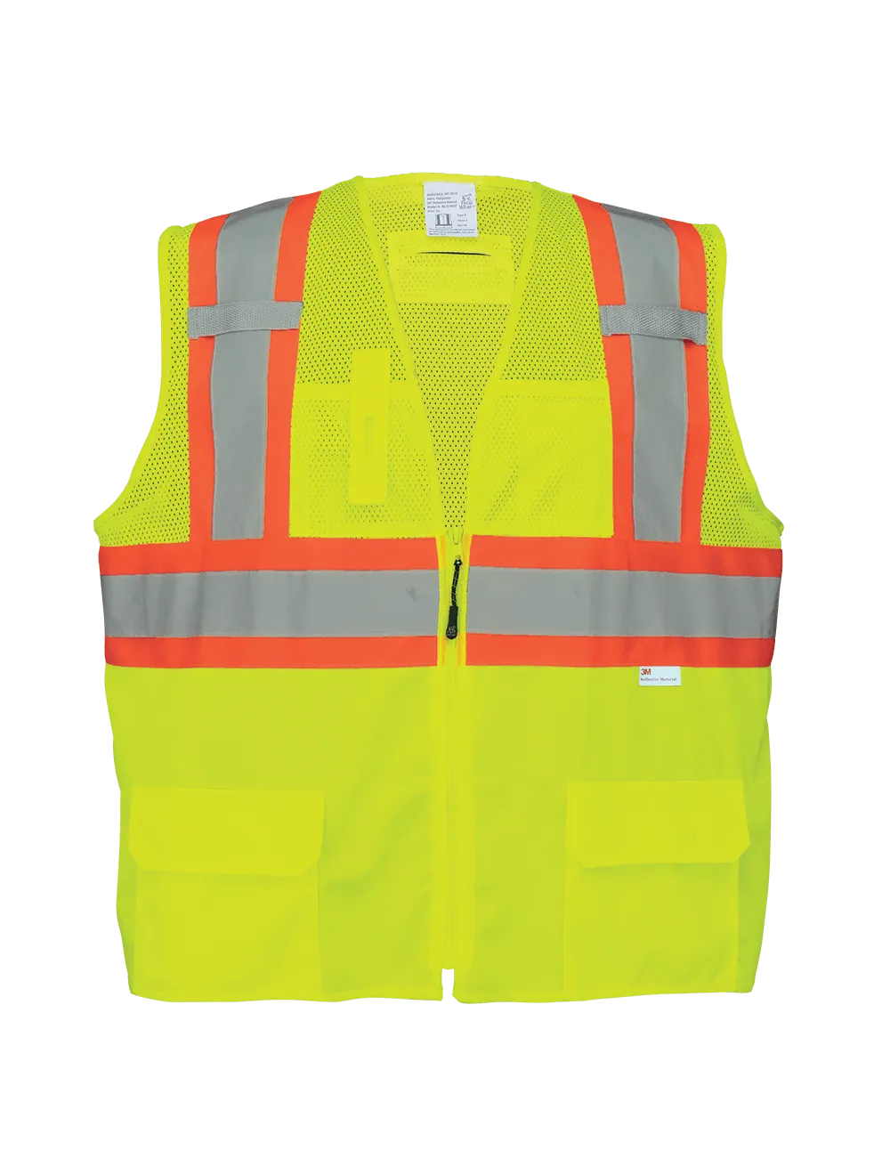 FrogWear® HV Solid and Mesh Polyester High-Visibility Surveyors Safety Vest - GLO-0037
