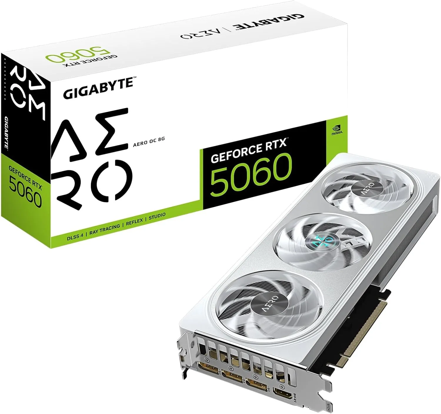 GIGABYTE GeForce RTX 5060 AERO OC 8G Graphics Card, 8GB 128-bit GDDR7, PCIe 5.0, WINDFORCE Cooling System, GV-N5060AERO OC-8GD Video Card