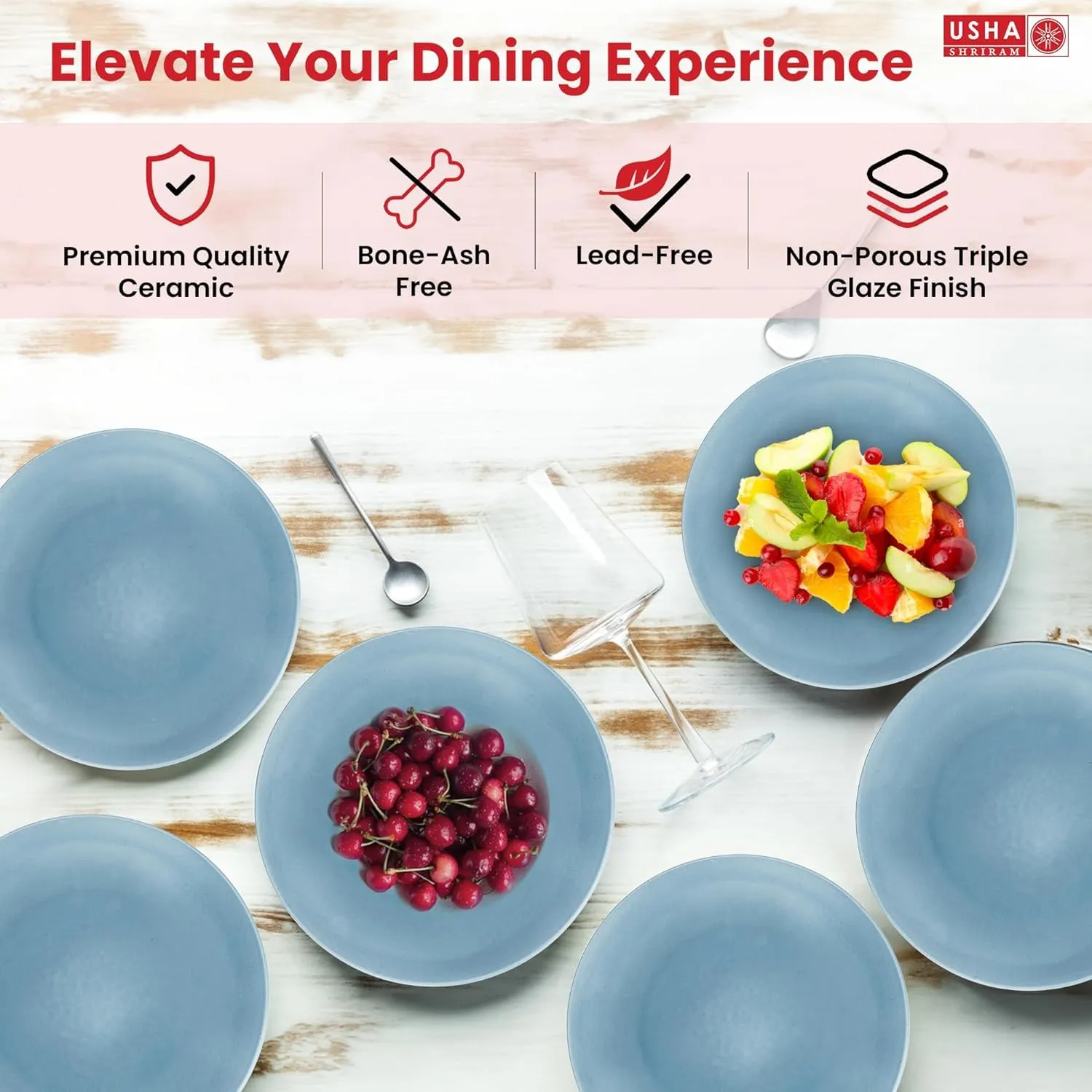 Gleevers Ceramic Dinner Set (12 Pcs) | Microwave Safe Dinner Plates and Bowls Sets Cookware | Chip Resistant Dinnerware Sets | House Warming Gifts New Home for Couple (Deep Green)