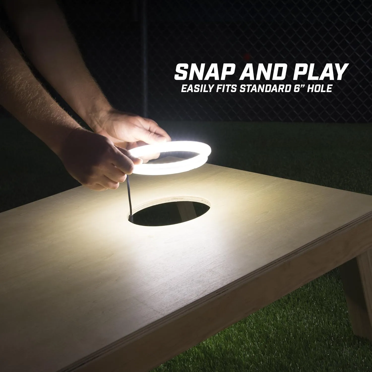 GoSports Cornhole Light Up LED Ring Kit 2pc Set - Red, White or Blue - Compatible with All Cornhole Games