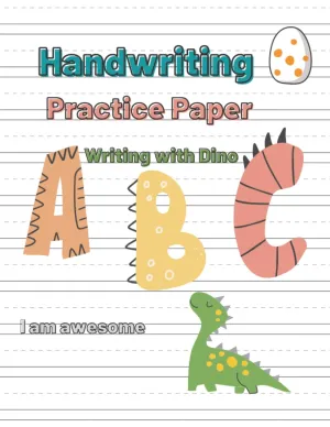 Handwriting practice paper notebook Writing with Dino by Arty Chinstrap, Dino Handwriting paper is made for best writing experience for kids; 8.5" x ... 100 pages, white paper, blank lined dotted Paperback  March 10, 2022