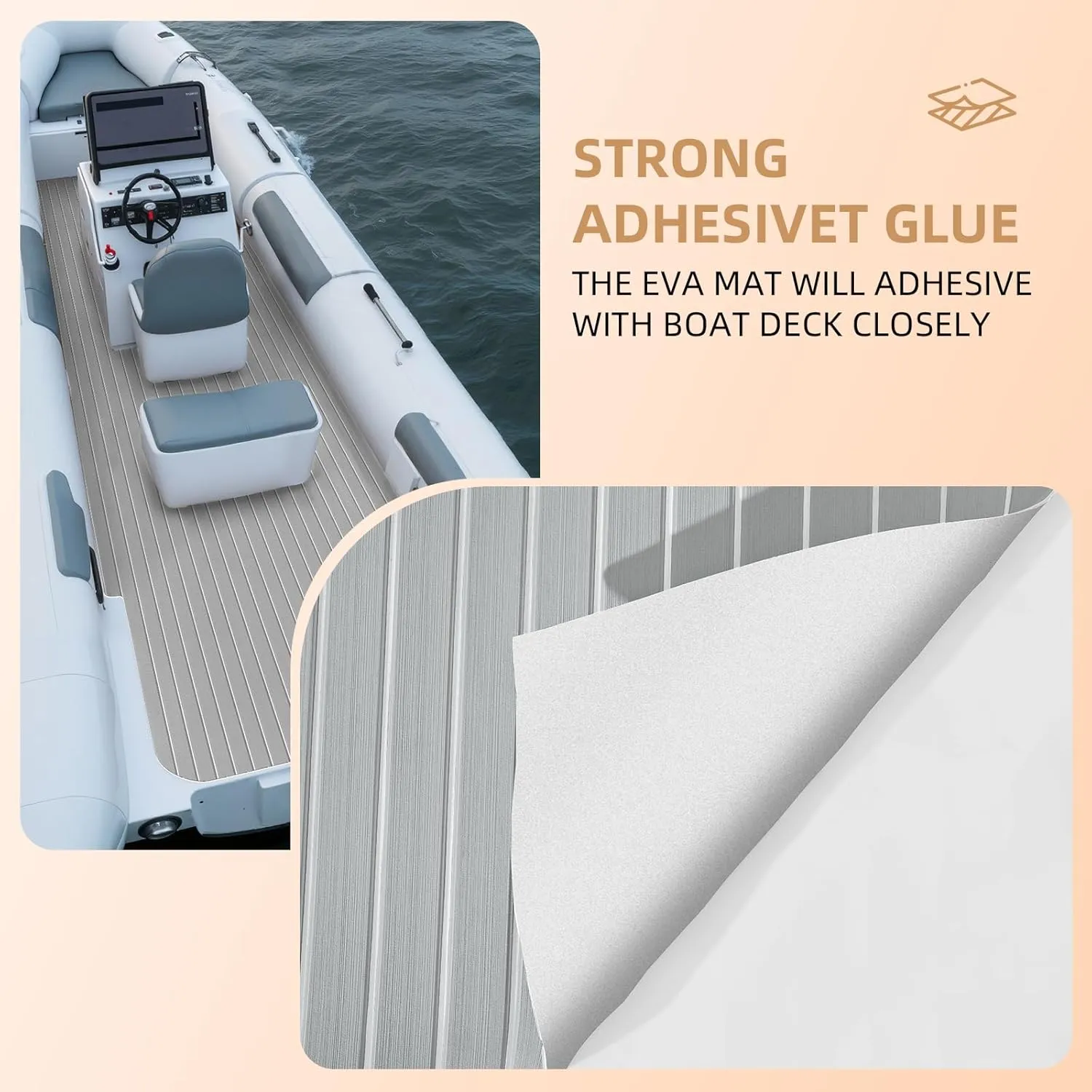 Hjdeck Boat Flooring EVA Foam Decking Sheet Self-Adhesive Boat Decking Foam Boat Flooring Non-Slip Marine Flooring for Boat Yacht Motorboat Kayak RV Swimming 94.5"x45.2"/35.4"/23.6"/16.1"
