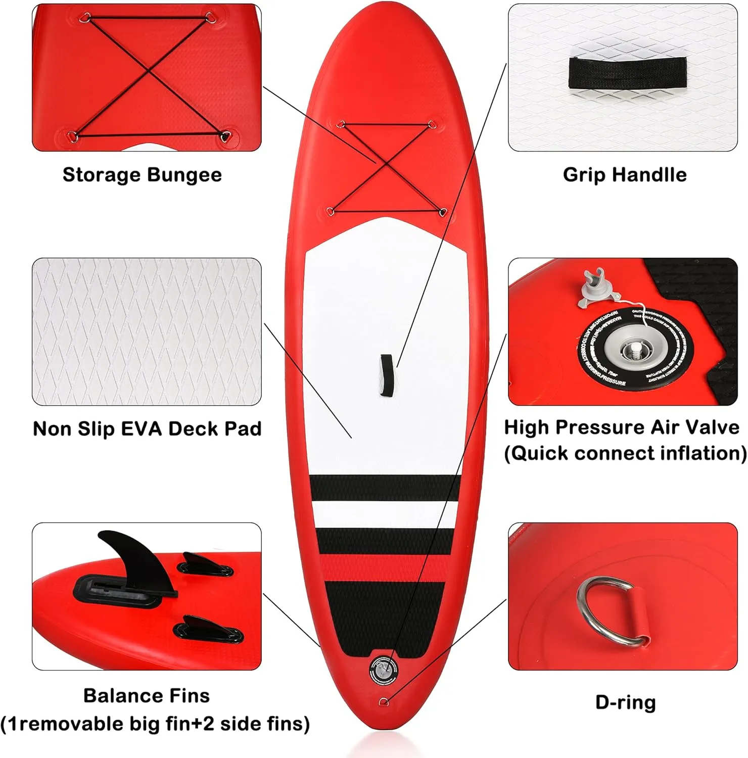 Inflatable Paddle Boards Ultra-Light Stand Up Paddle Board Surf Board Accessories & Carry Bag Bottom Fin Paddling Surf Control, Non-Slip Deck for All Skill Levels