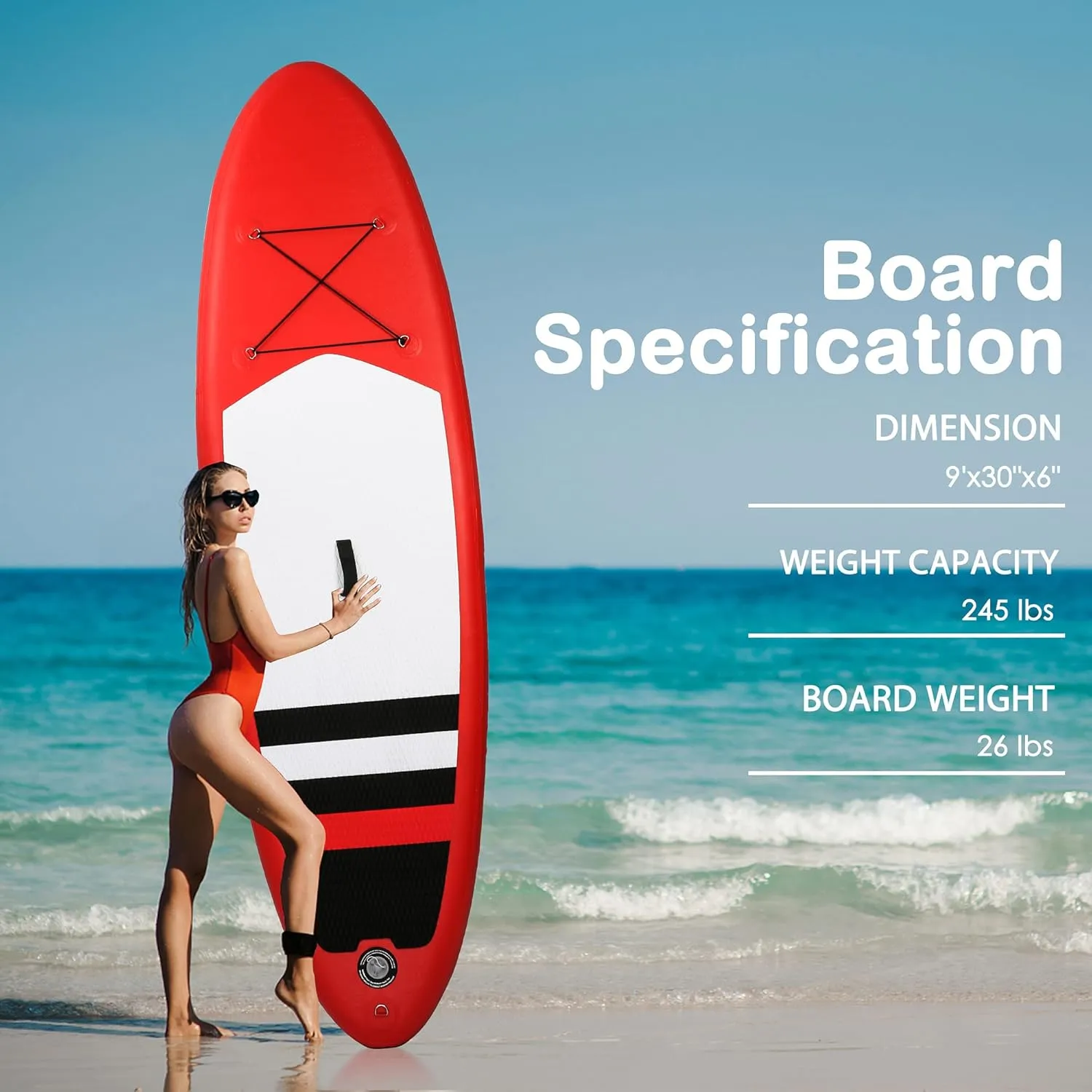 Inflatable Paddle Boards Ultra-Light Stand Up Paddle Board Surf Board Accessories & Carry Bag Bottom Fin Paddling Surf Control, Non-Slip Deck for All Skill Levels