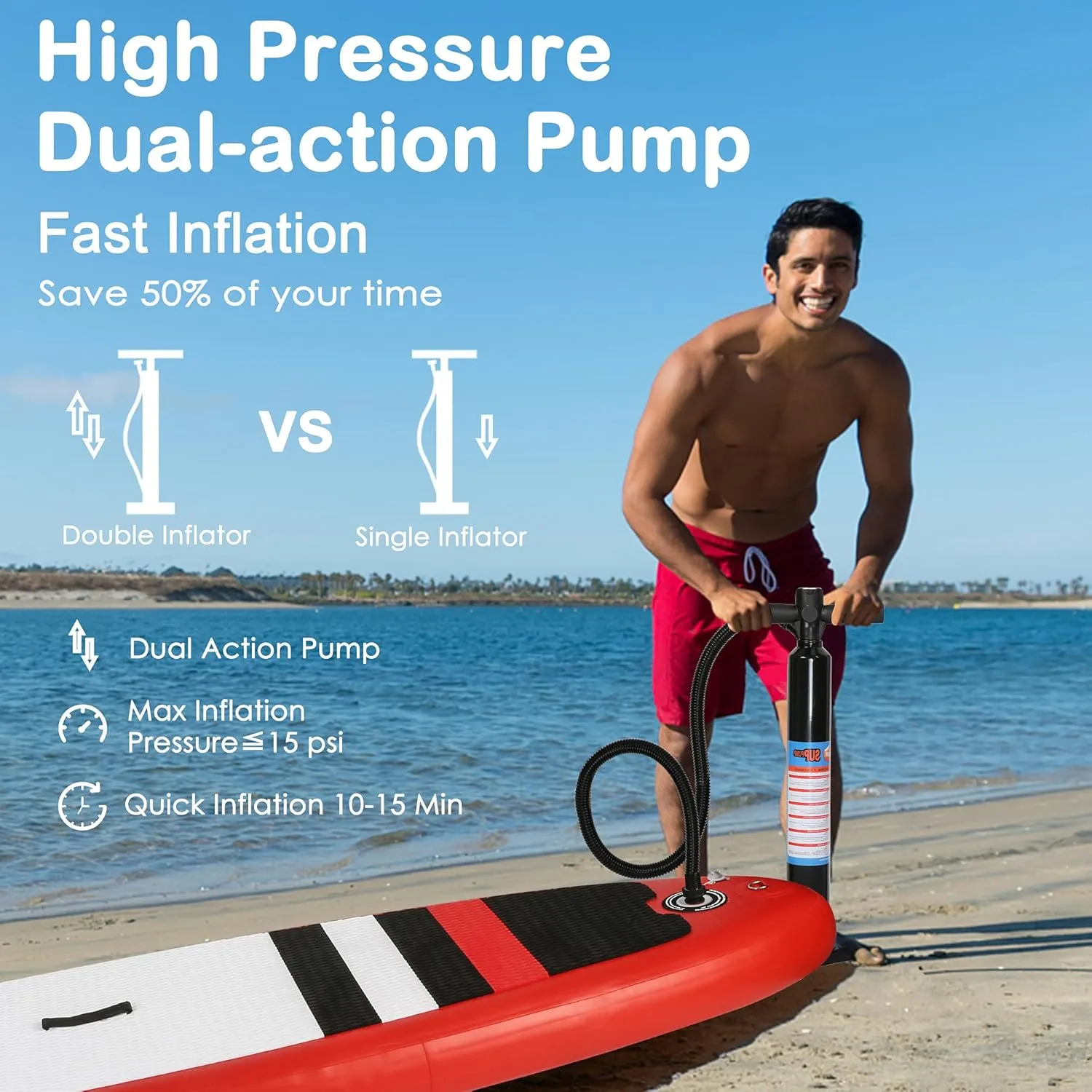 Inflatable Paddle Boards Ultra-Light Stand Up Paddle Board Surf Board Accessories & Carry Bag Bottom Fin Paddling Surf Control, Non-Slip Deck for All Skill Levels