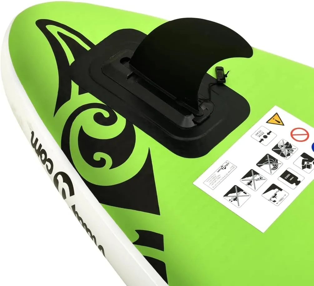 Inflatable Stand Up Paddleboard Water Sport Set for All Skill Levels Included with SUP Board, Aluminum Oar, Removable Fin, High Pressure Hand Pump... Green 144.1"x29.9"x5.9"