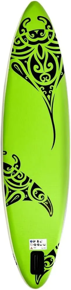 Inflatable Stand Up Paddleboard Water Sport Set for All Skill Levels Included with SUP Board, Aluminum Oar, Removable Fin, High Pressure Hand Pump... Green 144.1"x29.9"x5.9"
