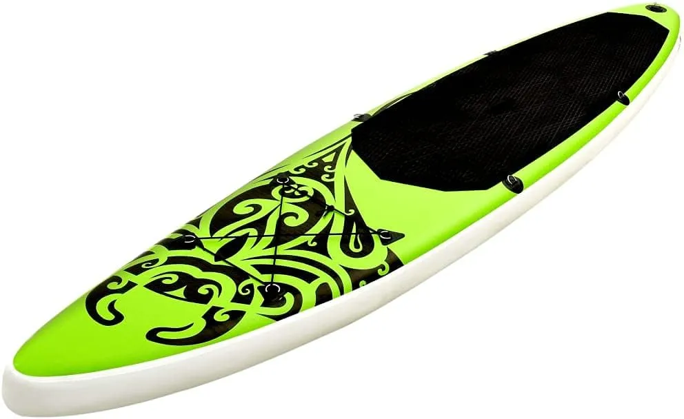 Inflatable Stand Up Paddleboard Water Sport Set for All Skill Levels Included with SUP Board, Aluminum Oar, Removable Fin, High Pressure Hand Pump... Green 144.1"x29.9"x5.9"