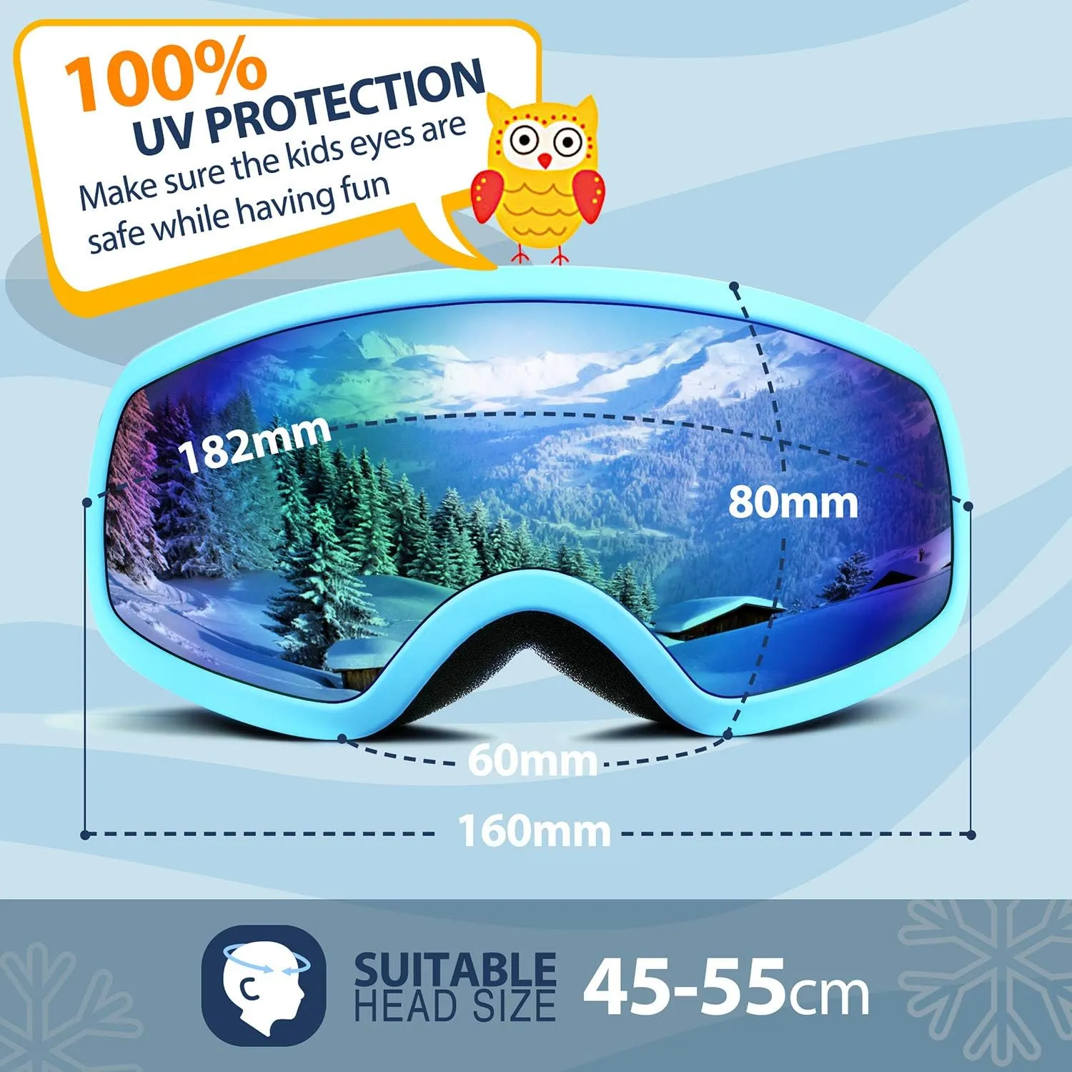 Kids Ski Goggle, Snow Ski Goggles for Kids Youth Teens Boys and Girls from 5-14