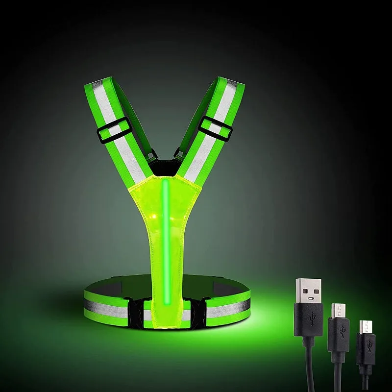 LED Night Running USB Rechargeable Adjustable Reflective Vest