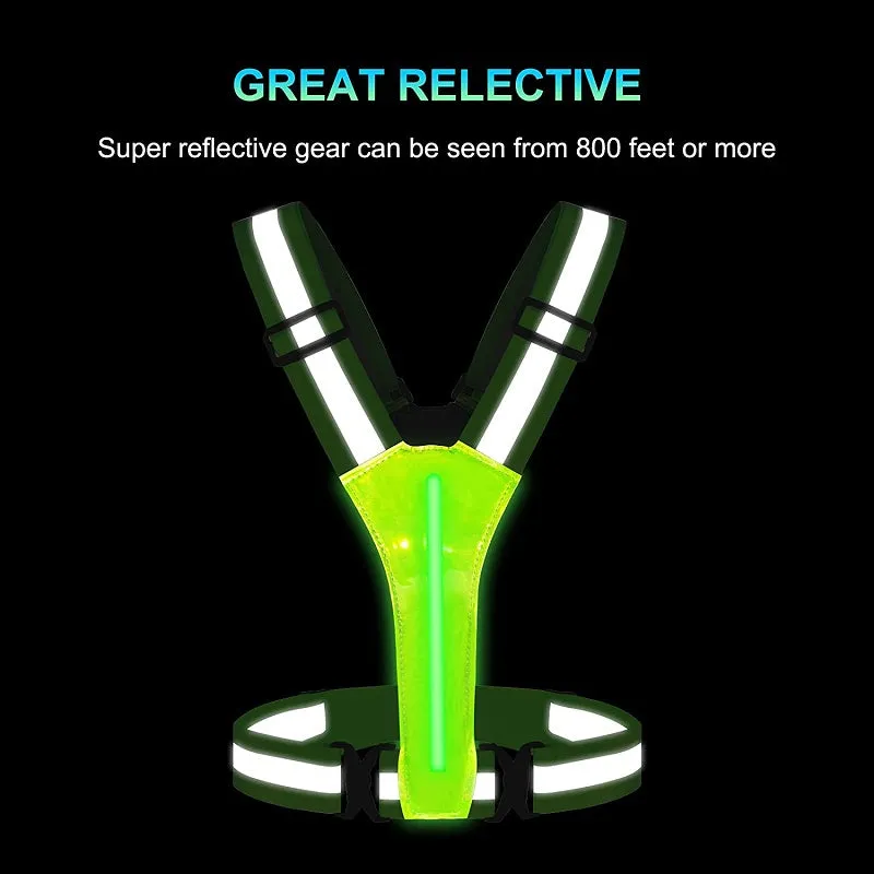 LED Night Running USB Rechargeable Adjustable Reflective Vest
