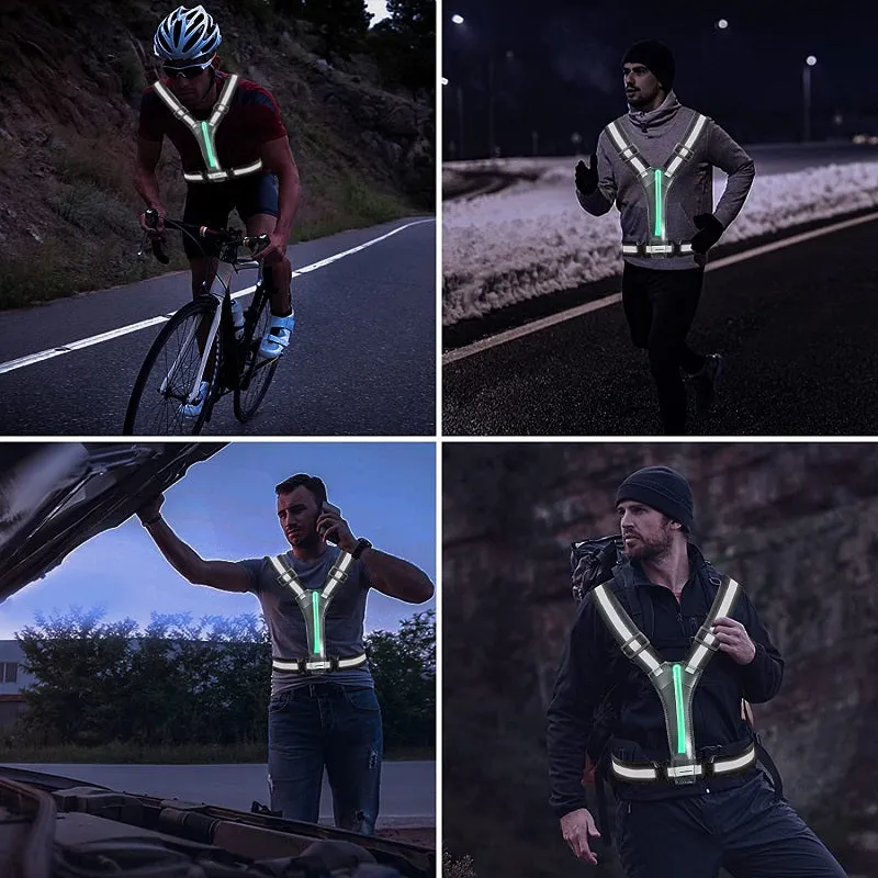 LED Night Running USB Rechargeable Adjustable Reflective Vest
