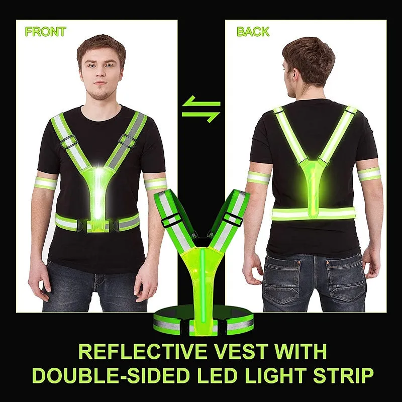 LED Night Running USB Rechargeable Adjustable Reflective Vest