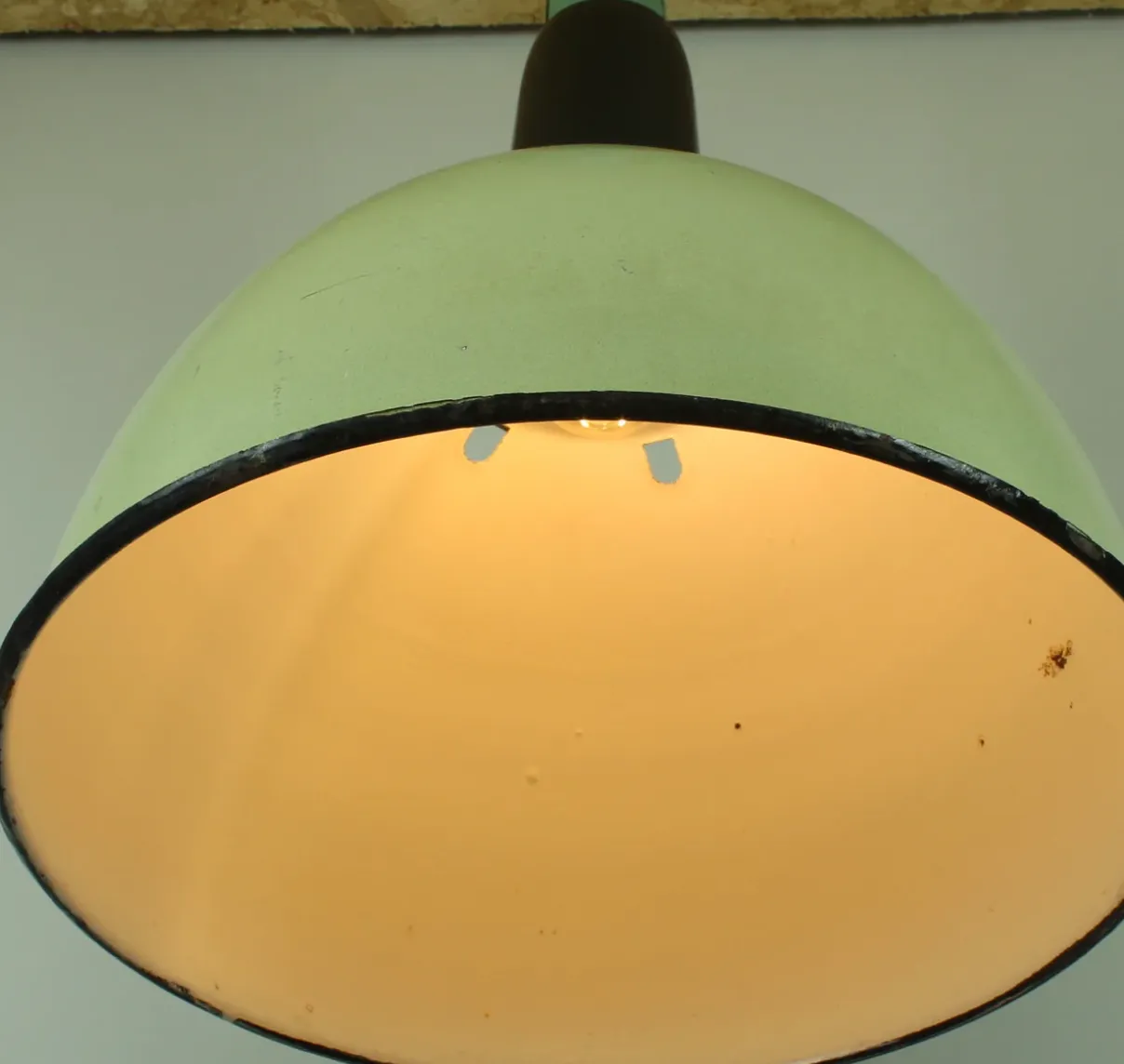 Light Green German Bauhaus Era Enamel Vintage Industrial Warehouse Shades - Medium