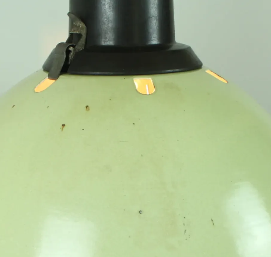 Light Green German Bauhaus Era Enamel Vintage Industrial Warehouse Shades - Medium