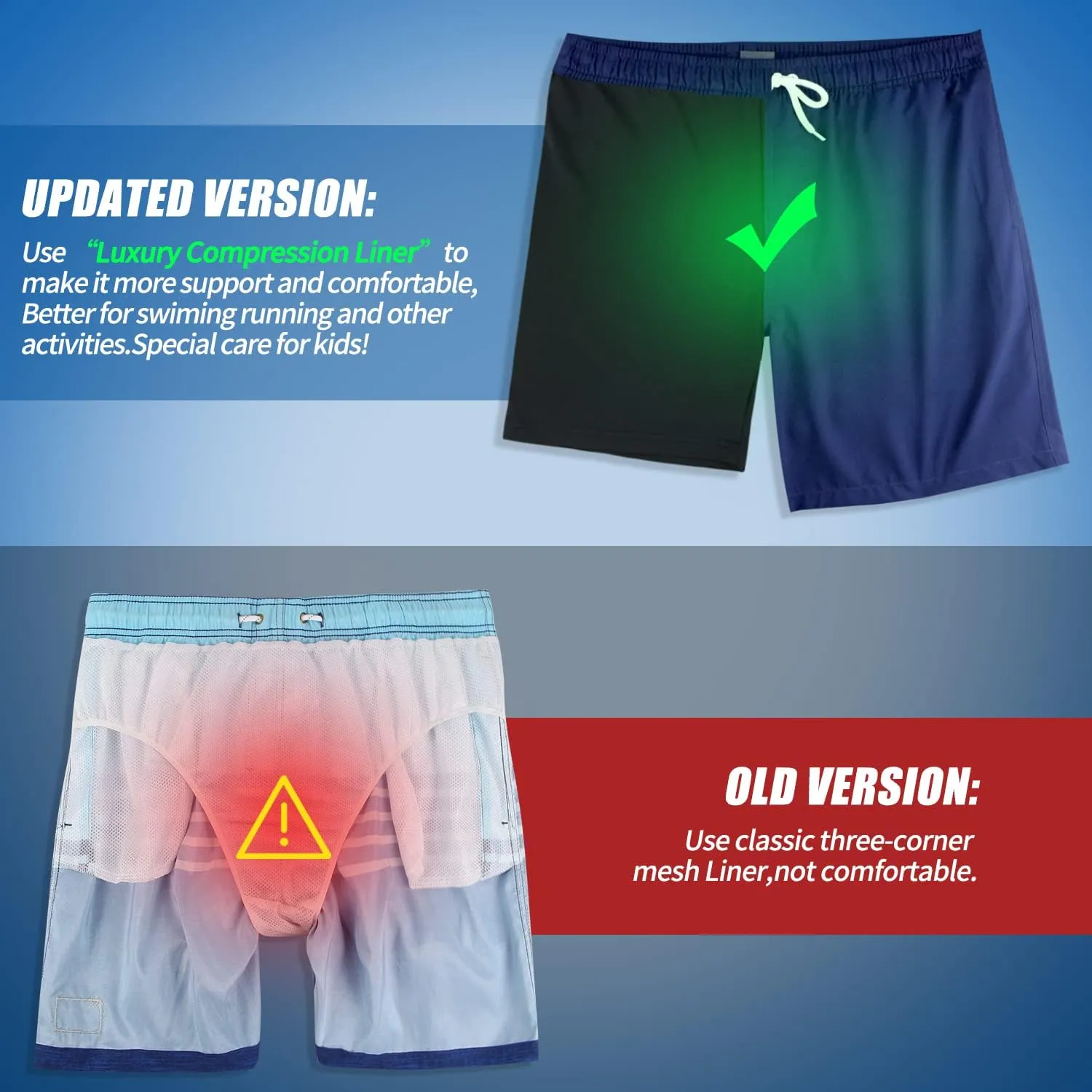 LUCOWEE Boys Swim Bathing Trunks Soft Compression Liner no-Chafing Swimming Shorts Quick Dry Light UPF 50  Quality Swimsuit