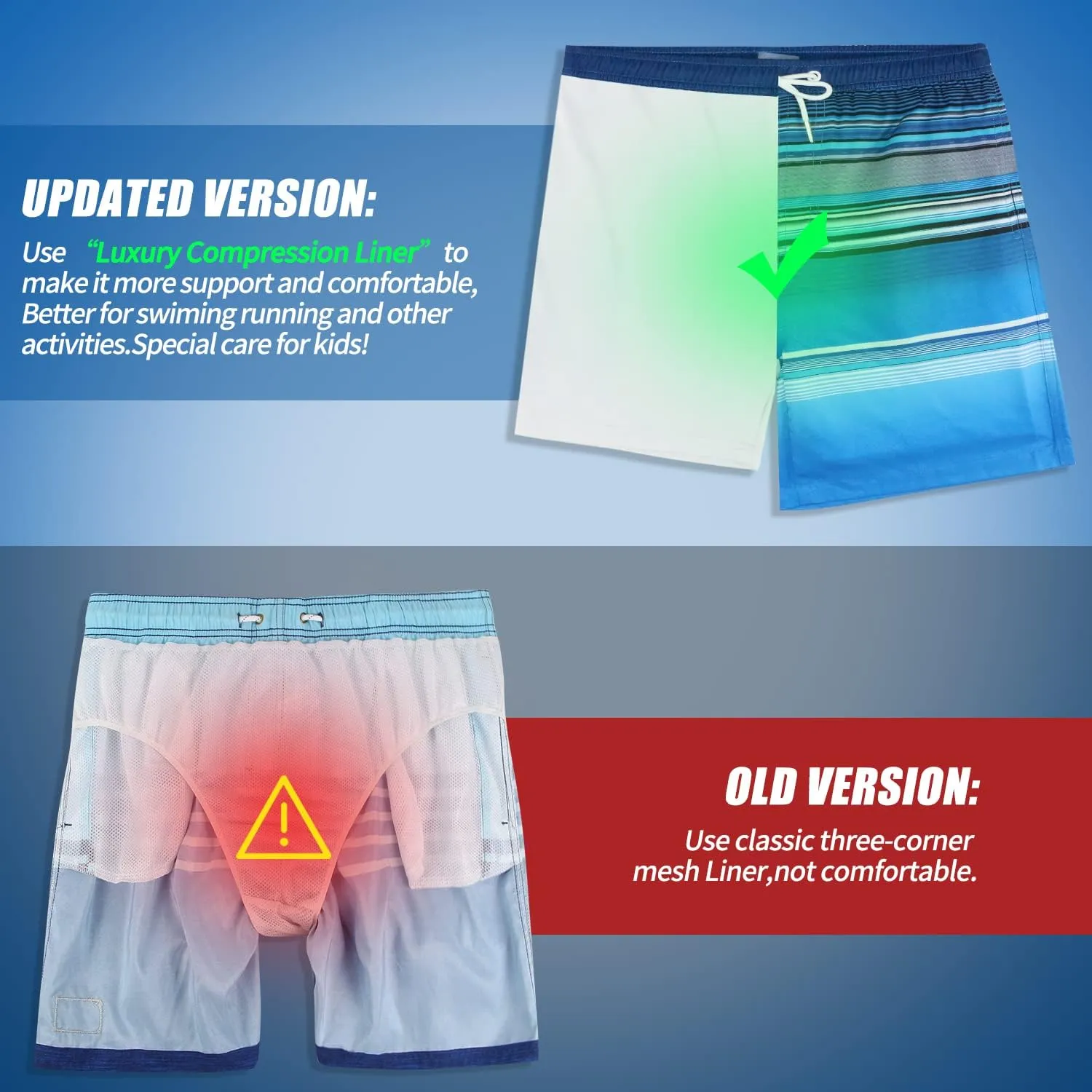 LUCOWEE Boys Swim Bathing Trunks Soft Compression Liner no-Chafing Swimming Shorts Quick Dry Light UPF 50  Quality Swimsuit