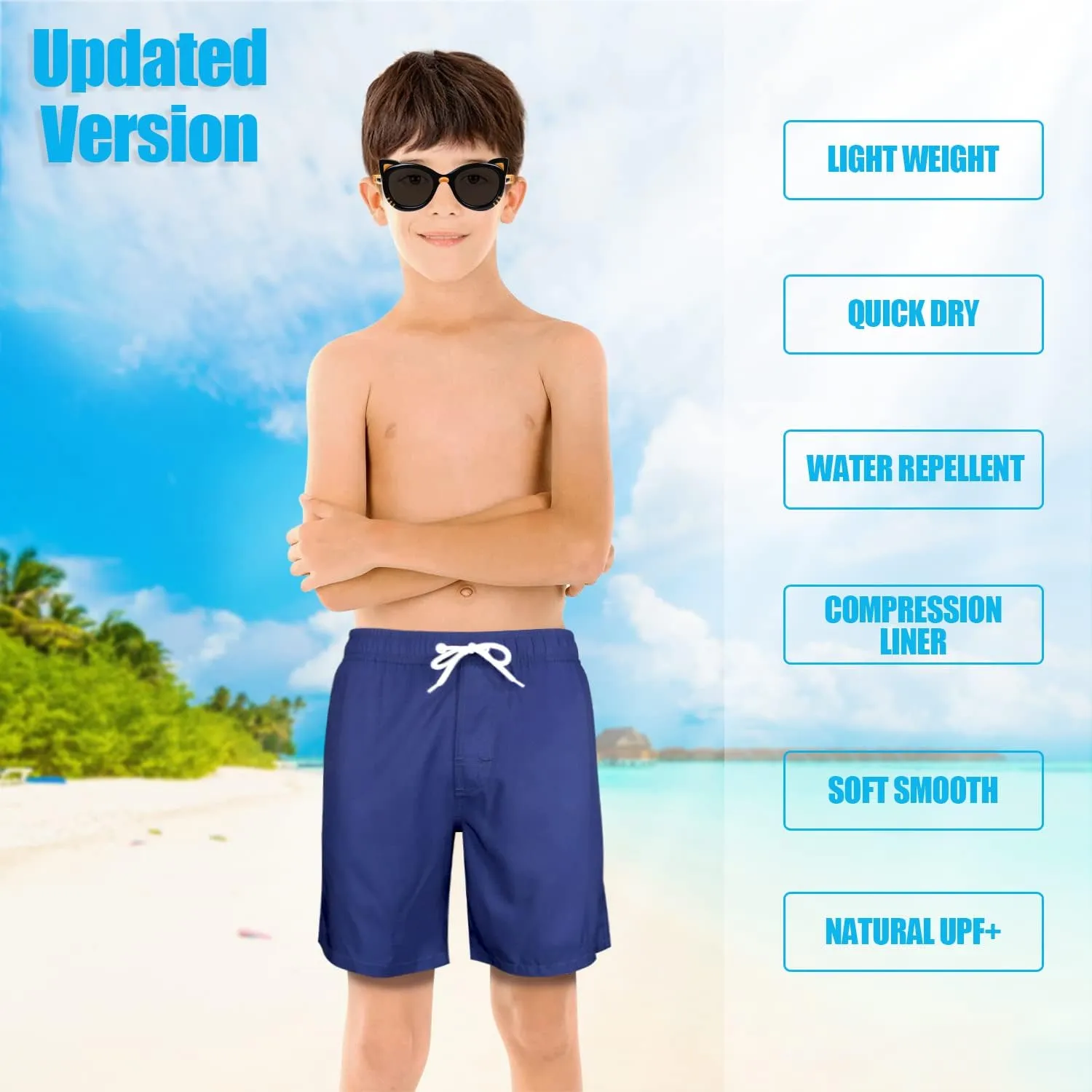LUCOWEE Boys Swim Bathing Trunks Soft Compression Liner no-Chafing Swimming Shorts Quick Dry Light UPF 50  Quality Swimsuit