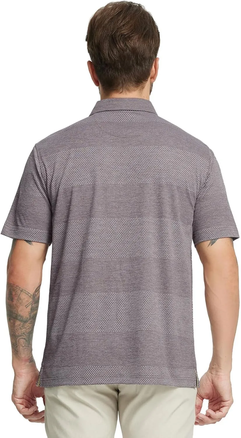 M MAELREG Mens Polo Shirts Short Sleeve Dry Fit Jacquard Performance Moisture Wicking Casual Pocket Golf Shirts for Men