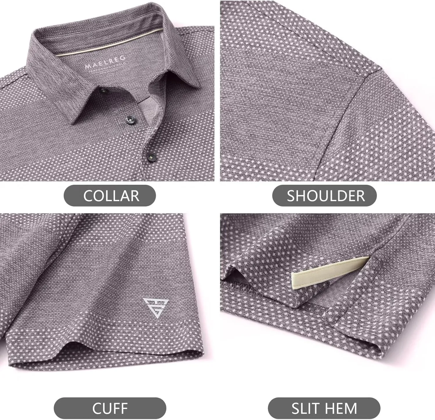 M MAELREG Mens Polo Shirts Short Sleeve Dry Fit Jacquard Performance Moisture Wicking Casual Pocket Golf Shirts for Men