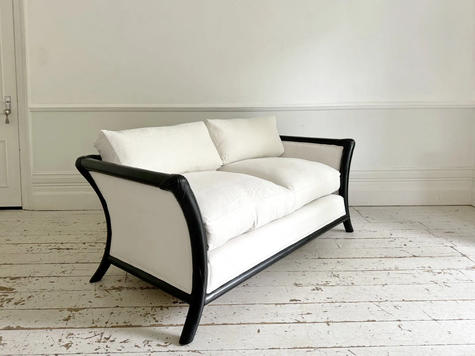 Matching Napoleon III Ebonised Sabre Legged Sofas - Two Seat